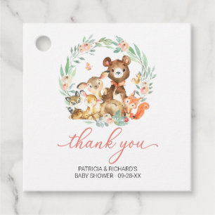Woodland Animals Greenery Baby shower Hartelijk da Bedankjes Labels