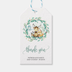 Woodland Animals Greenery Baby shower Hartelijk da Cadeaulabel