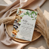 Woodland Animals Greenery Baby Shower Invitation