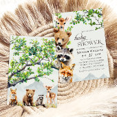 Woodland Animals Greenery Baby Shower Invitation