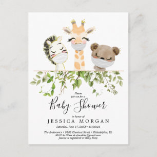 Woodland Animals Greenery Baby Shower Invitation