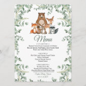 Woodland Animals Greenery Baby shower Menu (Voorkant)