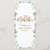 Woodland Animals Greenery Baby shower Party Menu (Achterkant)