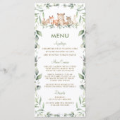 Woodland Animals Greenery Baby shower Party Menu (Voorkant)