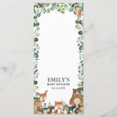 Woodland Animals Greenery Baby shower Party Menu (Achterkant)