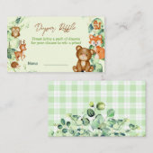 Woodland Animals Greenery Eucalyptus Diaper Raffle Informatiekaartje (Voorkant / Achterkant)
