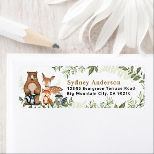 Woodland Animals Greenery Forest Return Address Etiket