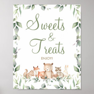 Woodland Animals Greenery Sweets & Trees Dessert Poster