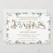 Woodland Animals Greenery Twin Neutraal Baby showe Kaart (Voorkant)