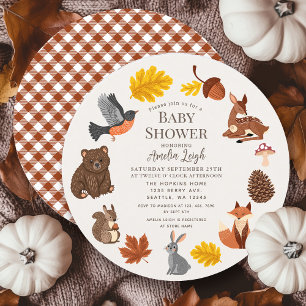 Woodland Animals Herfst Autumn Krans Baby shower Kaart