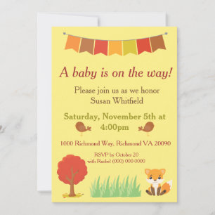 Woodland Animals Herfst Theme Baby shower Kaart