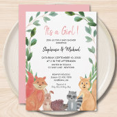 Woodland Animals Het is een Baby shower voor meisj Kaart