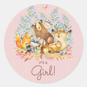 Woodland Animals Het is een meisje gunst Sticker