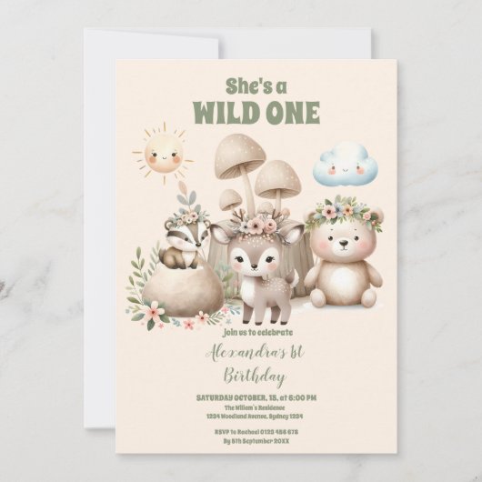 Woodland Animals Hij is een Wilde 1 1e verjaardag Kaart (Voorkant)