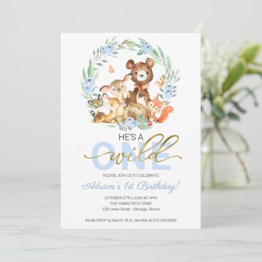 Woodland Animals, hij is een Wilde 1 Eerste Dag. Kaart (Staand voorkant)