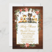 Woodland Animals Holiday Baby shower Wood Gold Kaart (Voorkant)