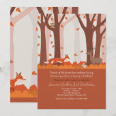 Woodland Animals Invitation Kaart (Voorkant / Achterkant)