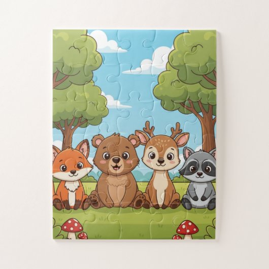 Woodland Animals Kids Puzzle | Cute Fox Bear Deer (Vertical)