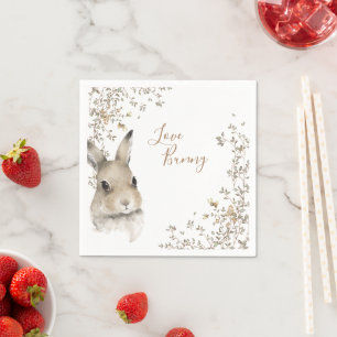 Woodland Animals Love Bunny Floral Script Servet