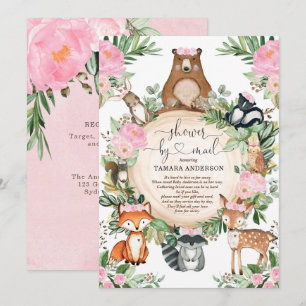 Woodland Animals Meisje Douche per post Kaart