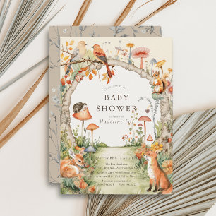 Woodland Animals Mushroom Garden Baby shower Kaart