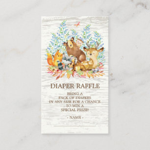 Woodland Animals Neutr Shower Diaper Raffle Ticket Informatiekaartje