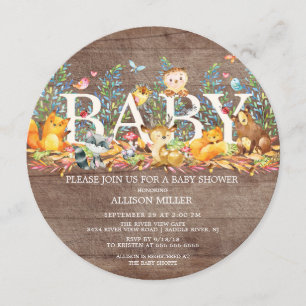 Woodland Animals Neutraal Baby shower Invitation Kaart