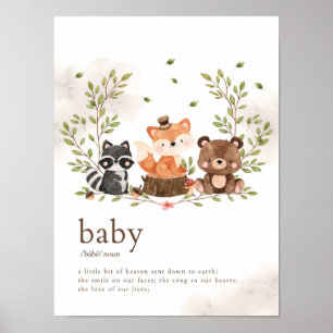 Woodland Animals Nursery Baby Definition Poster
