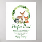 Woodland Animals Pacifier Hunt Game Sign Poster (Voorkant)