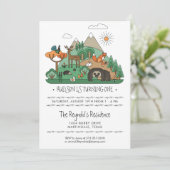 Woodland Animals Party Invitation Kaart (Staand voorkant)