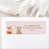 Woodland Animals Pink Etiket (Insitu)