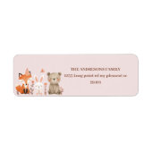 Woodland Animals Pink Etiket (Voorkant)