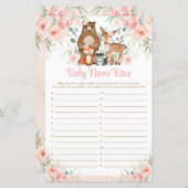 Woodland Animals Pink Floral Name Race Game (Voorkant / Achterkant)