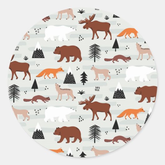 Woodland Animals Ronde Sticker (Voorkant)