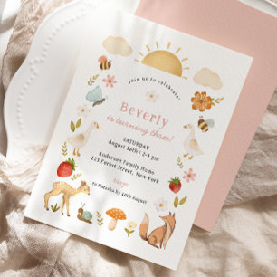 Woodland Animals Roze Verjaardag Kaart