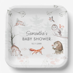 Woodland Animals Rustic Forest Baby shower Papieren Bordje