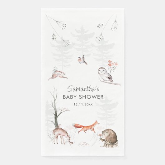 Woodland Animals Rustic Forest Baby shower Servet (Voorkant)