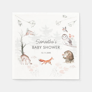 Woodland Animals Rustic Forest Baby shower Servet
