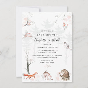Woodland Animals Rustiek Script Baby shower Kaart