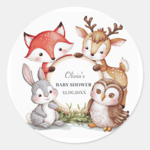 Woodland Animals Schattige Baby shower Ronde Sticker