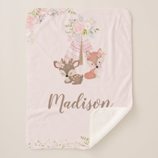 Woodland Animals Sherpa Deken (Voorkant)