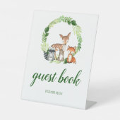 Woodland Animals Shower Guest Book Reclamebord Met Voetstuk (Voorkant)