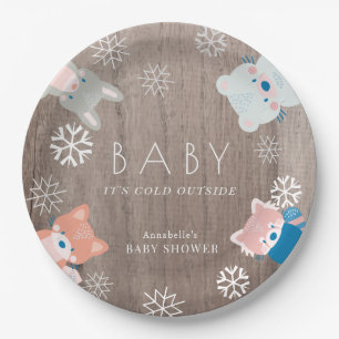 Woodland Animals Sneeuwvlok Hout Baby shower Papieren Bordje