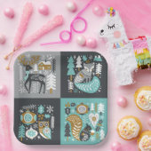 Woodland Animals Sneeuwvlokken Scandinavische Kers Papieren Bordje (Feest)