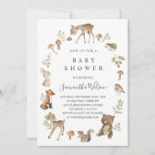 Woodland Animals Spring Baby shower Invitation Kaart (Voorkant)
