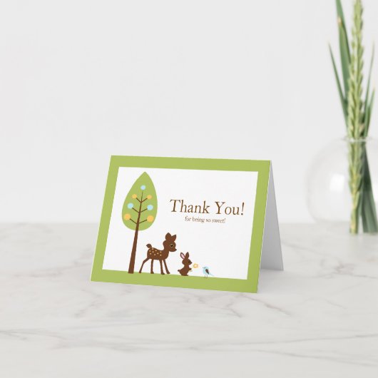 Woodland Animals Thank You Note Kaart (Voorkant)