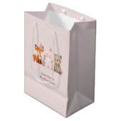 Woodland Animals Verjaardag Roze Medium Cadeauzakje (Voorkant Gekanteld)