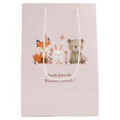Woodland Animals Verjaardag Roze Medium Cadeauzakje (Achterkant)