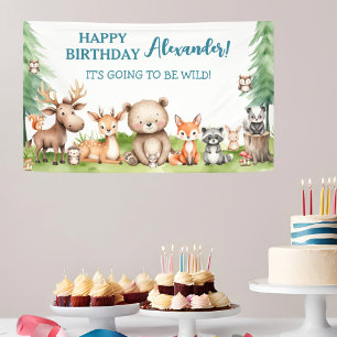 Woodland Animals Verjaardag Spandoek
