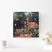Woodland Animals Vierkante Klok (Huis)
